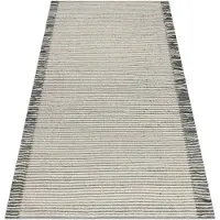 Rugsx Alfombra de lana TAHAR 99003F crema / gris - TEJIDA A MANO Líneas, flecos 90x150 cm