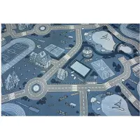Rugsx Moqueta antideslizante infantil STREET azul 100x350 cm