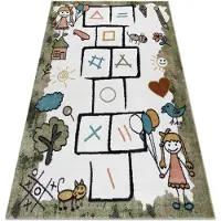 Rugsx Alfombra FUN Hop para niños, rayuela, animales verde 80x150 cm