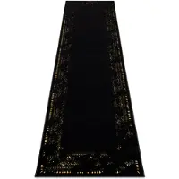 Rugsx Alfombra, alfombra de pasillo GLOSS moderno 408C 86 Marco elegante, glamour, art deco negro / oro 80x300 cm