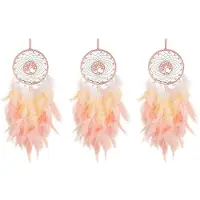 Melitt 3X Dream Catcher Hanging Ornament Decor Handmade LED Lights Feather Healing Crystals Dreamcatchers