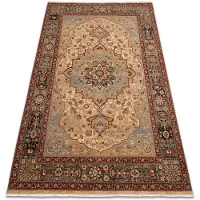Rugsx Alfombra KESHAN franjas, Rosetón oriental 7519/53555 beige / azul oscuro 200x290 cm