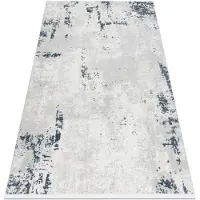 Rugsx Alfombra moderna DUKE 51378 crema / azul - Hormigón, piedra estructurada, muy suave, flecos 120x170 cm