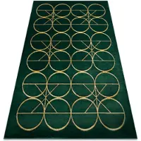 Rugsx Alfombra EMERALD exclusivo 1010 glamour, elegante circulos botella verde / oro 160x220 cm