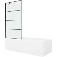 Mexen Vega Suorakulmainen kylpyamme 180 x 80 cm kotelolla ja yksiosainen 90 cm:n suihkuseinä, musta kuvio