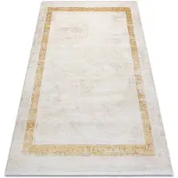Rugsx Alfombra moderna DUKE 51524 crema / dorado - Estructura, griego estructurada, muy suave, flecos 180x270 cm