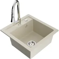 Mexen Vito Graniittinen 1-altainen keittiöallas Elia-keittiöhanalla, beige - 6503-69-670101-00