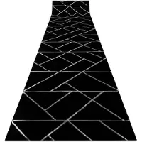 Rugsx Alfombra de pasillo EMERALD exclusivo 7543 glamour, elegante geométrico negro / plata 70 cm 70x210 cm