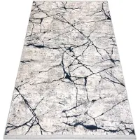 Rugsx Alfombra moderna REBEC franjas 51184A Mármol - dos niveles de vellón crema / azul oscuro 80x150 cm