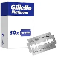 Gillette Double Edge Platinum Safety Razor Blades for Men, 50 ruostumattomasta teräksestä valmistetun terän pakkaus.