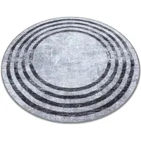 Rugsx Alfombra lavable MIRO 51231.806 circulo Líneas antideslizante - gris / negro circulo 200 cm