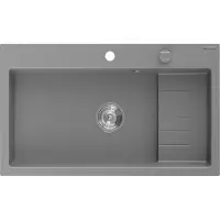 Mexen Omar graniittinen 1-allas 800 x 480 mm, harmaa, kromi sifoni - 6520801005-71