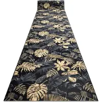 Rugsx Alfombra de pasillo con refuerzo de goma MONSTERA Hojas, oro 80 cm 80x520 cm