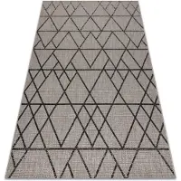 Rugsx Alfombra de cuerda sisal FLOORLUX 20508 plateado/negro Triángulos 160x230 cm