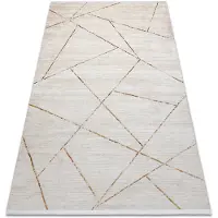 Rugsx Moderni matto DUKE 51557 kerma / kulta - Geometrinen, jäsennelty, erittäin pehmeä, hapsut