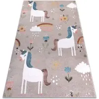 Rugsx Alfombra FUN Sweety para niños, unicornio, arcoiris beige 80x150 cm