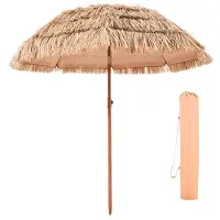DUOKU Parasoli - - Havaijilainen 1,8 m - Kallistettava - Savi-katto PP - 8 Metallirautaa