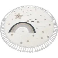 Rugsx Alfombra YOYO EY78 circulo blanco / beige - Nube, Arcoiris, puntos para niños, estructural, sensorial Flecos circulo 120 cm