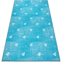 Rugsx Alfombra para niños HEARTS Jeans, vintage corazones - turquesa 150x300 cm