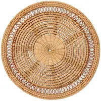 Jojomino Home Woven Wall Basket Natural Boho Home Decor Decorative Rattan Decor Woven Wall Decor Woven Wall Hanging