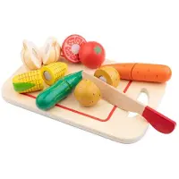 New Classic Toys Leikkiminen - UUDENLAISET PERINTEISET LEIKIT - Puusta tehdyt leikattavat vihannekset - 14 kappaletta - 24 x 16 cm - Lapsille 2-6 vuotta