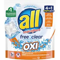 All Mighty Pacs Pyykinpesuaine Oxi Tahranpoisto- ja Valkaisuaineilla Ilmainen kirkas pussi 32 Count