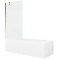 Mexen Vega kylpyamme viimeistelyllä ja lasiseinällä, 160x70 cm + 90 cm, White+Gold/Läpinäkyvä