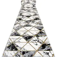 Rugsx Alfombra de pasillo EMERALD exclusivo 1020 glamour, elegante mármol, triangulos negro / oro 100 cm 100x140 cm