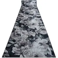 Rugsx Alfombra de pasillo con refuerzo de goma LOTUS BOUQUET 52901 Flores gris / beige lavable 60cm 60x630 cm