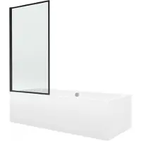 Mexen Cube suorakulmainen kylpyamme 180 x 80 cm paneelilla ja 1-osainen suihkuseinä 70 cm, musta kuvio - 550518080X9307017070, 180 x 80 cm