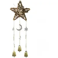 Melitt Witch Bells Protection Door Hangers Witch Wind Chimes Hanging Witch Bells Handmade Rattan Wind Chimes Decor Gold
