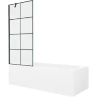 Mexen Vega suorakulmainen kylpyamme 180 x 80 cm kotelolla ja 1-saranoitu 80 cm suihkuseinä, musta kuvio - 550118080X9508007077, 180 x 80 cm