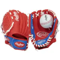 Rawlings PLAYERS -sarjan T-pallo- ja nuorten baseball-r pyl , vasenk tinen, 9" punainen/sininen pallolla