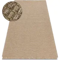 Rugsx Alfombra JUTE 3652 beige obscuro uniforme - yute, tejido plano, flecos 200x290 cm