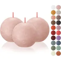 Bolsius 3 Pack Misty Pink Rustic Ball Pillar Kynttilt - 3 tuumaa - Ensiluokkainen eurooppalainen laatu - Sislt luonnollisen kasvipohjaisen vahan