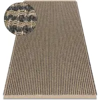 Rugsx Alfombra JUTE 3650 negro / beige líneas - yute, tejido plano, flecos 80x150 cm