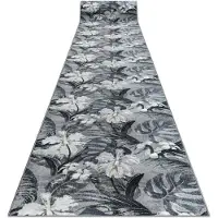 Rugsx Alfombra de pasillo con refuerzo de goma MONSTERA Hojas, gris 80 cm 80x230 cm
