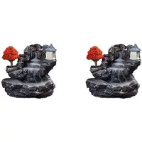 Semoic 2X E Incense Burner Mountains River Waterfall Fragrance Fireplace Backflow Smoke Censer Holder Decoration for Home