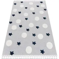 Rugsx Alfombra YOYO GD75 gris / blanco - Estrellas, circulos para niños, estructural, sensorial Flecos 140x190 cm