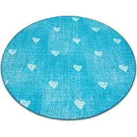 Rugsx Matto lapsille HEARTS pyörä Pesty denim, sydämet, lasten - turkoosi