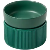 Melitt Ceramic Cat Dog Bowl Pet Puppy Feeder Drinker Elevated Raised Holder White Bowls Double for Cats Dogs Kitten