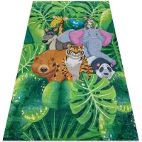 Rugsx Alfombra lavable BAMBINO 2651 Animales, Selva para niños antideslizante - verde / marrón 140x200 cm