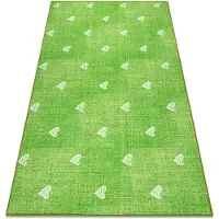 Rugsx Alfombra para niños HEARTS Jeans, vintage corazones - verde 100x500 cm