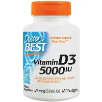 Doctors Best , Vitamiini D3, 125 mcg (5 000 IU), 180 Softgels