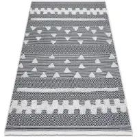 Rugsx Alfombra ECO sisal BOHO MOROC Geométrico 22321 franjas - dos niveles de vellón crema / gris, alfombra reciclada 155x220 cm