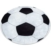 Rugsx Alfombra lavable JUNIOR 51553.802 circulo futbol para niños antideslizante - negro / blanco circulo 160 cm