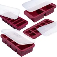 Souper Cubes silikoniset pakastemuottilahjasetti, jossa on 2 rkl 1/2 1 ja 2 kupin silikoniset pakastealustat kansilla - Aterian valmistus- ja keittiφ