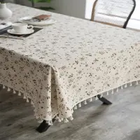 MaxPower Voikukka Beige Tupsu Pöytäliina, Boheemi Maalaistyylinen Retro Pöytäliina , 140*220cm