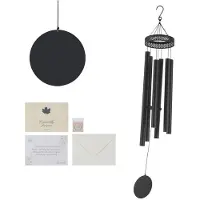 DUOKU Tuulikellot Ulkokäyttöön--1473 mm-6 Putkea, Syvä Sävy, Suuri Muistolaatta, Ulkokoriste, Musta