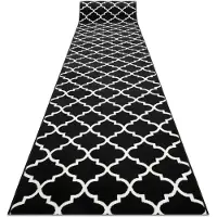 Rugsx Alfombra de pasillo BCF MORAD Trelis Espaldera marroquí negro / crema 120 cm 120x450 cm
